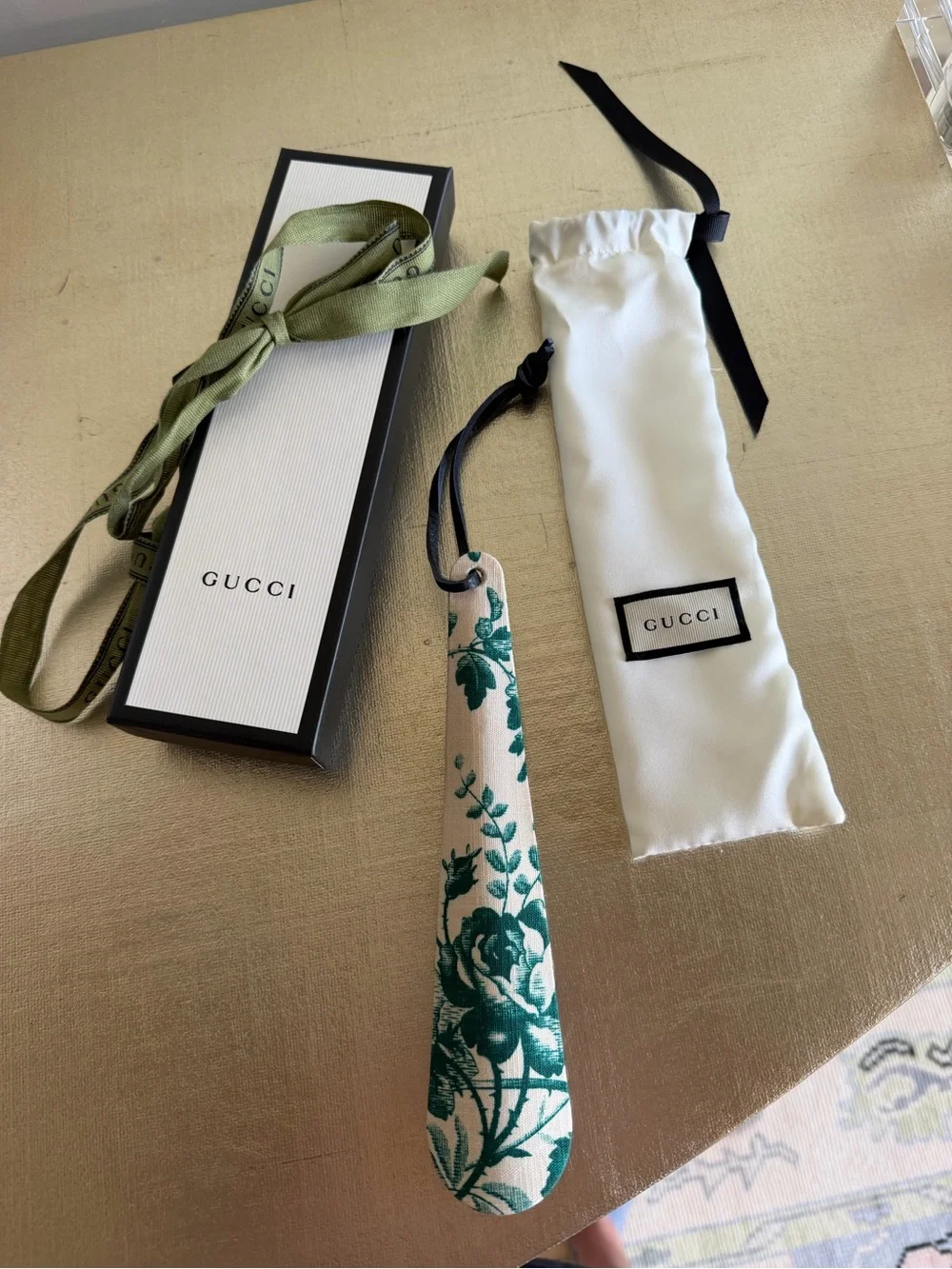 Green Floral Shoe Horn